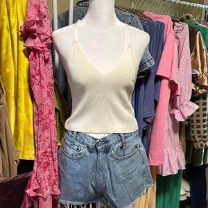 Forever 21 Cream Sleeveless Fitted Camisole